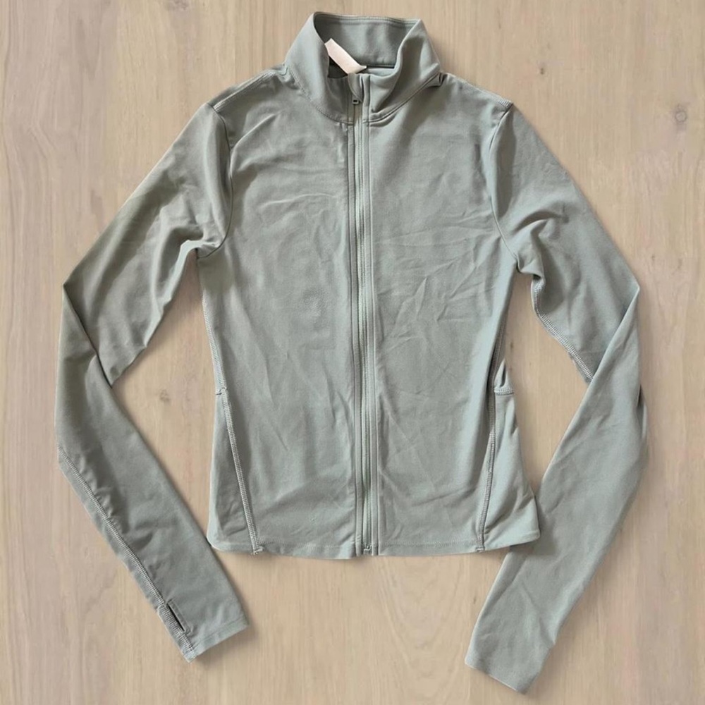 SPANX Sage Green Full-Zip Active Jacket
